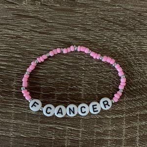 F Cancer pink beaded Bracelet